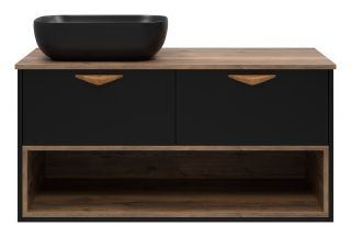 Подвесная тумба под раковину Brevita Bergen с подсветкой BER-07105-19-02-2Я 105см дуб Галифакс олово/чёрный